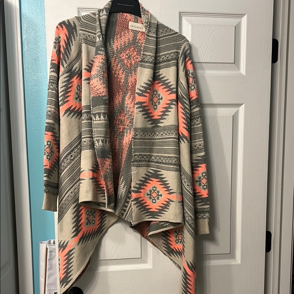 Dreamers Cream and Pink Cardigan Sweater